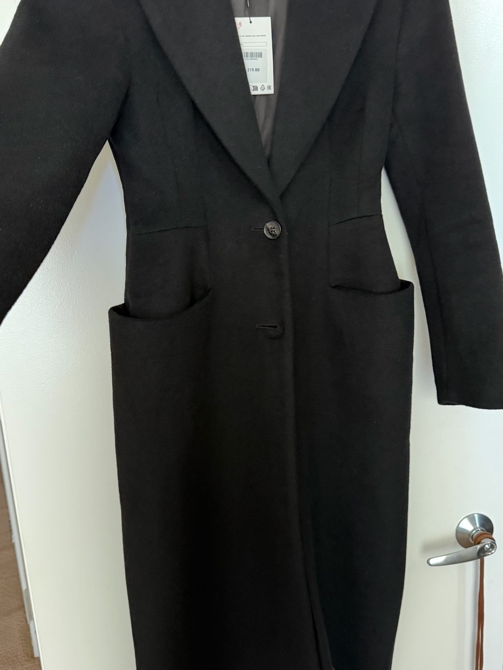 Zara Black Long Wool blend Coat